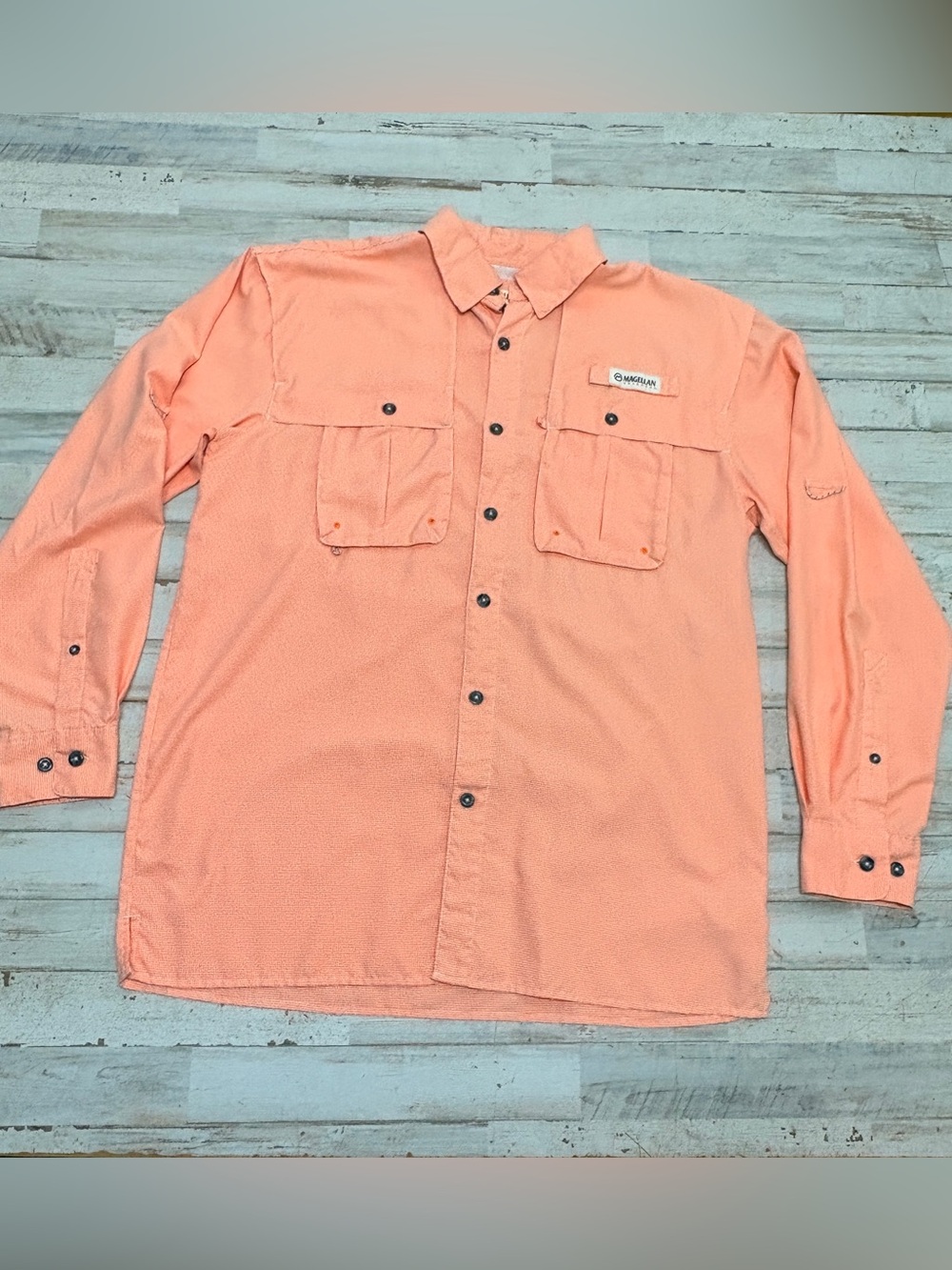 Lot Of 2 Magellan Fishing Shirt Men’s Small Orange Blue Fish Gear Wicking Vented - Picture 2 of 10